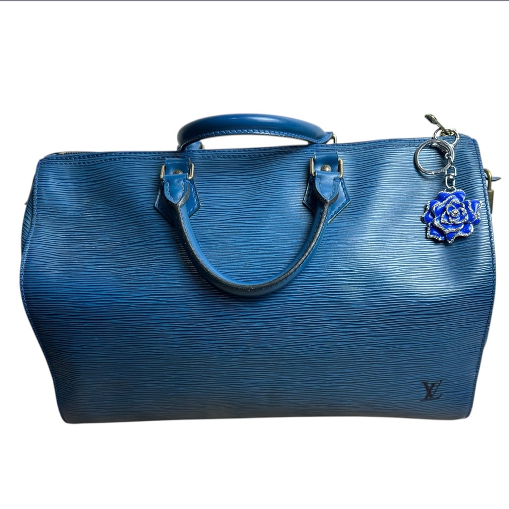 Louis Vuitton Authentic EPI Speedy 35 Bag w LV Lock and Key